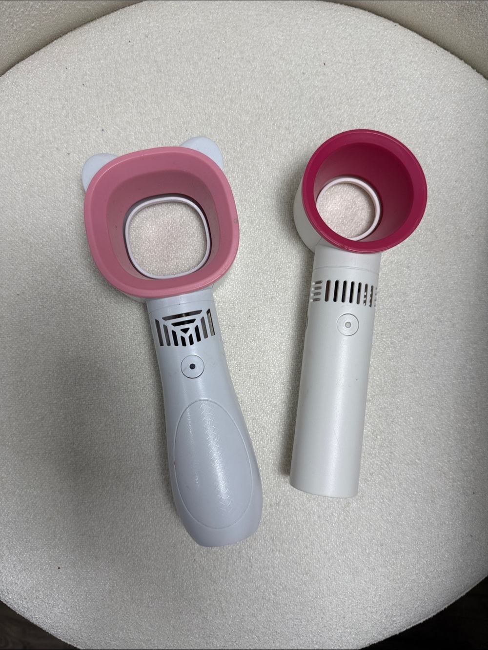 Portable Pink & White Handheld Fan - Set of 2